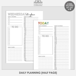 Organization Nerd | Daily Planning | Half Page