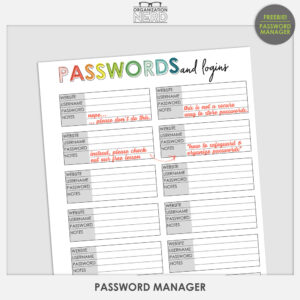 Organization Nerd | Password Manager